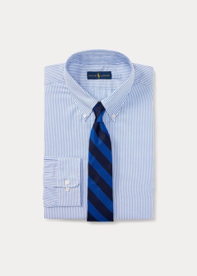 Camisa Oxford Polo Ralph Lauren Hombre Azules / Blancos - Striped Cotton - YIKMD9782